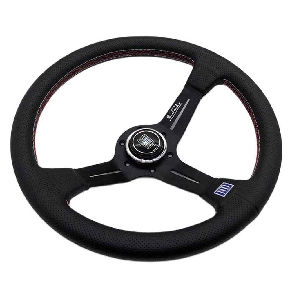 Sportlenkrad 35. 0mm Universelle klassische Drift-Racing-Lenkrad-Mikrofaser-Lederrallye-Lenkrad mit Holzlenkrad von TANGSIYANG