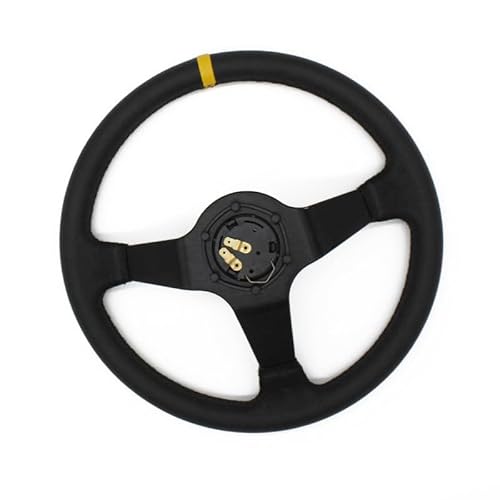 Sportlenkrad 350 mm 14 Zoll Racing Drift Lenkrad Leder tiefes Lenkrad Holzlenkrad von TANGSIYANG