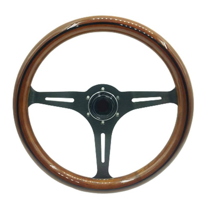 Sportlenkrad 350mm klassisches hölzernes holzkornlenkrad mit schwarzen speichen speiche auto racing lenkrad mit hupensatz Holzlenkrad von TANGSIYANG