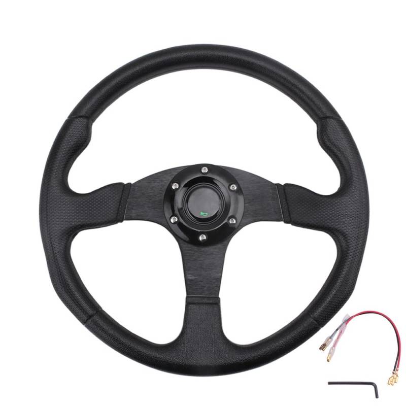 Sportlenkrad Auto Lenkrad 14 Zoll 350mm Aluminium Sport Racing Driften Lenkrad Auto Zubehör Holzlenkrad(Noir) von TANGSIYANG