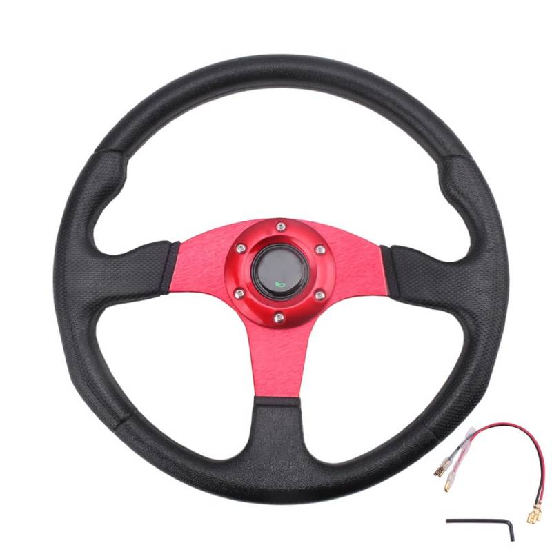 Sportlenkrad Auto Lenkrad 14 Zoll 350mm Aluminium Sport Racing Driften Lenkrad Auto Zubehör Holzlenkrad(Red) von TANGSIYANG