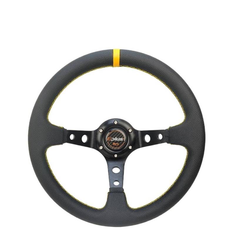 Sportlenkrad Auto Sport Lenkrad Racing Typ Universal 320 MM oder 350 MM Aluminium Nachrüstung Modifiziertes Auto Styling Holzlenkrad(350mm YELLOW) von TANGSIYANG