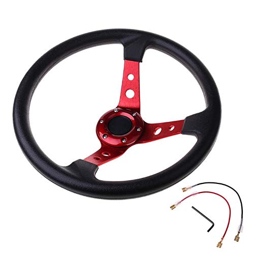 Sportlenkrad Auto-Sportlenkrad 360 mm 14 Zoll Universal-Rennlenkung Holzlenkrad(Red) von TANGSIYANG