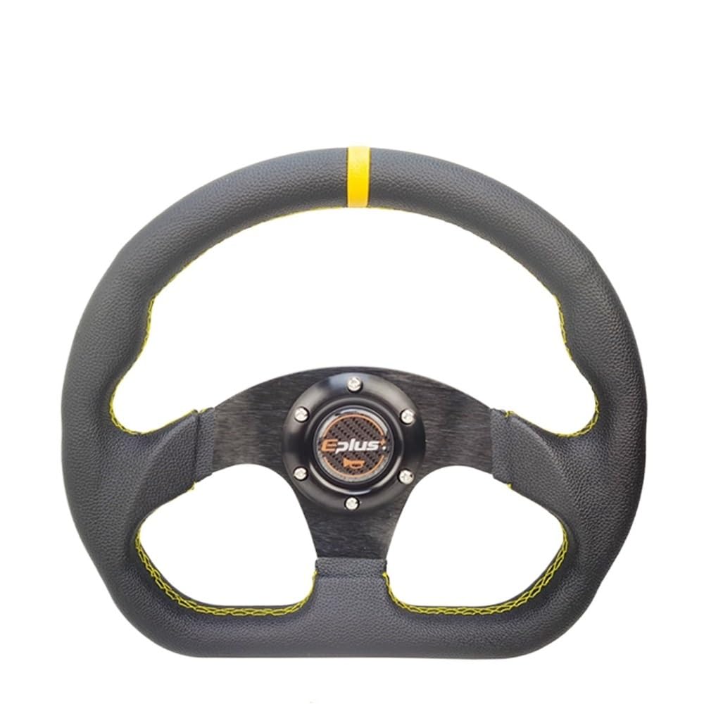 Sportlenkrad Auto-Styling Sport-Lenkrad Racing Typ Universal 13 Zoll 325 mm Aluminium Nachrüstung modifiziert Holzlenkrad(PVC-YELLOW) von TANGSIYANG