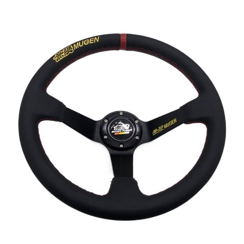 Sportlenkrad Lenkrad 14inch 350mm Deep Teller Leder Rallye Tuning Racing Lenkräder driftet Holzlenkrad von TANGSIYANG