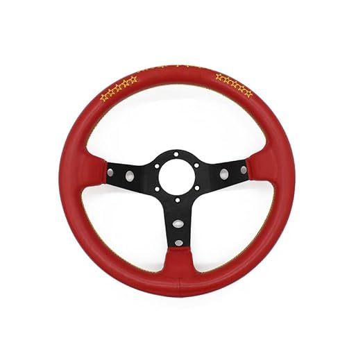 Sportlenkrad Universal 320mm 330mm Rot Mikrofaser Leder Deep Teller Stil Vertex Racing Sport Auto Rallye Rennen Lenkrad Holzlenkrad von TANGSIYANG