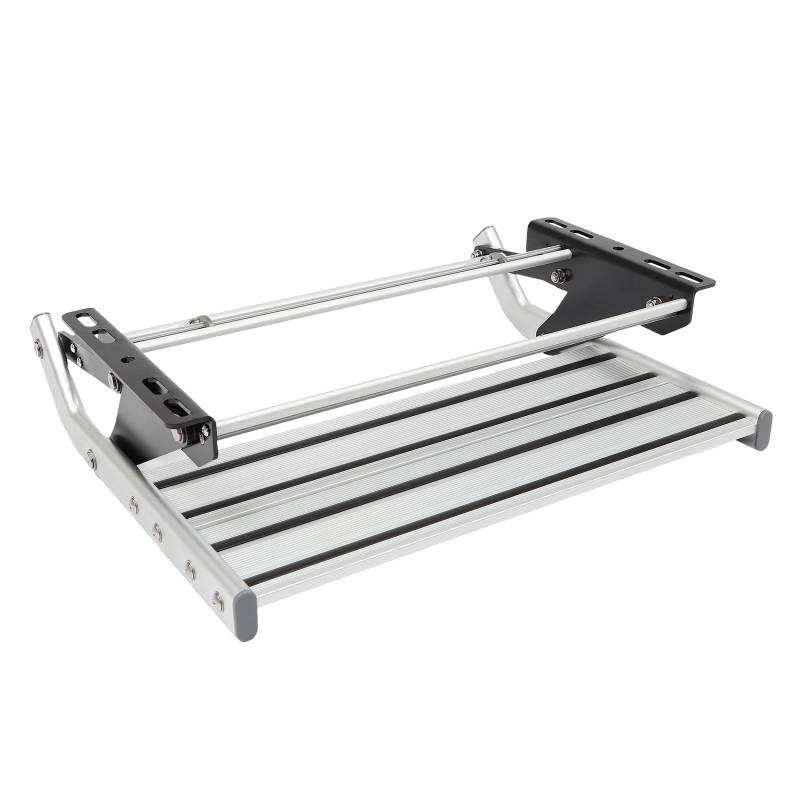 TAPMING Einstiegstufe Aluminium Trittstufe Reisemobil,Manuelle Tritt Camping Einstieg Stufe,Klappbar zusammenklappbar,Doppeltrittstufe für Wohnwagen,bis 150 kg belastbar von TAPMING