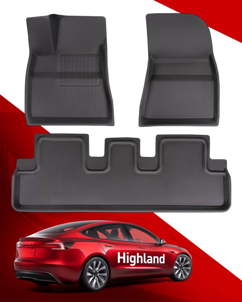 TAPTES Fußmatten für 2024 2025 Tesla Model 3 Highland, Allwetter-Fußmatten für Tesla Model 3 Highland 2024 2025, Zubehör für Tesla Model 3 Highland, Zubehör für 2024 2025 Tesla Model 3 Highland von TAPTES