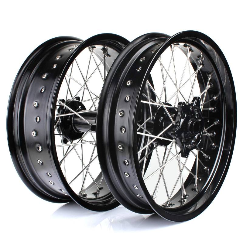 TARAZON 17" x 3,5''+17" x 5,0'' Supermoto Felgensatz Felgen Radsatz Schwarz Naben für 125-540 EXC EXC-F SX SXF XC XC-W für HUSABERG all 03-13 von TARAZON