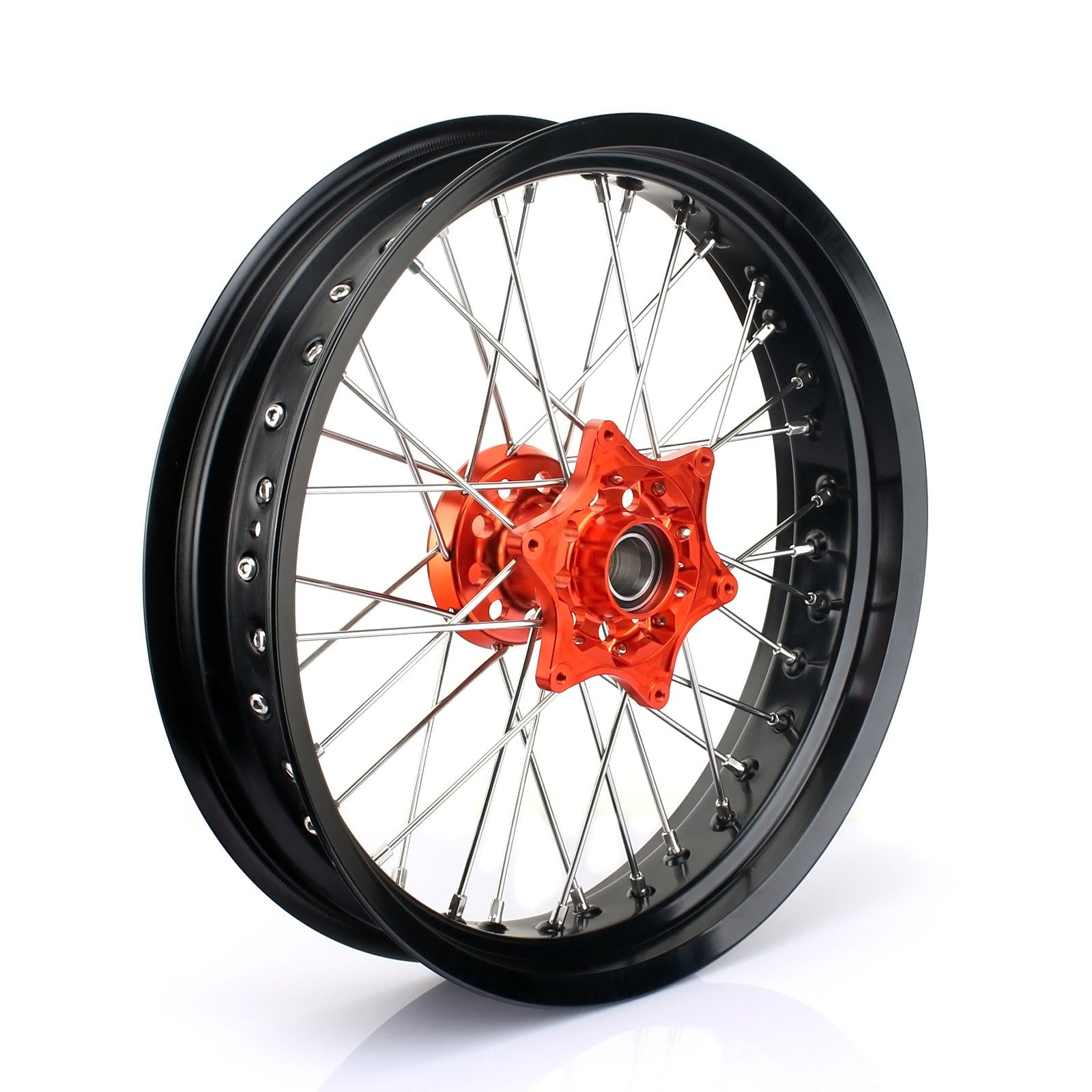 TARAZON Supermoto 3,5x17 Vorderradfelge Radsatz Rad Felge Wheel Radnabe Orange Set für SX SXF EXC SXS XC XC-F 125-530 03-14 von TARAZON