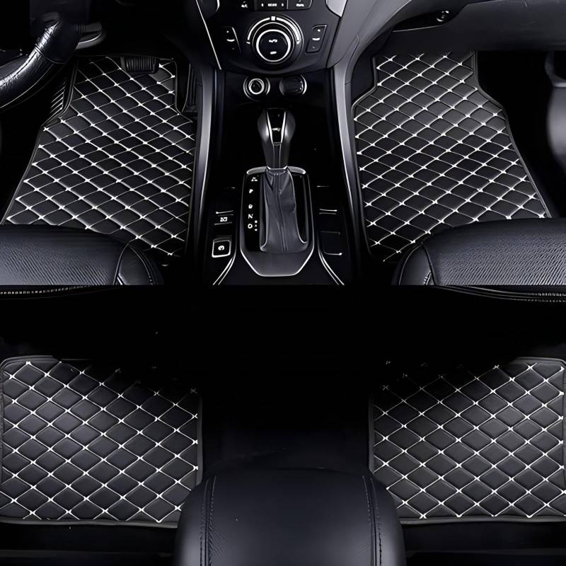 Auto Leder Fußmatten für BMW 1 Series 1er Cabrio E88 2008 2009 2010 2011 2012 2013, Wasserdichtes Antirutsch Fussmatten Auto Fußmatte Fußmatten Set,-Black White von TARCIN