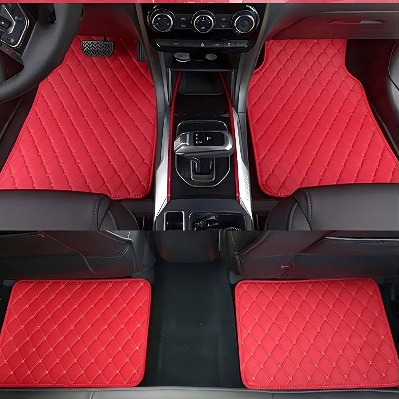 Auto Leder Fußmatten für VW Beetle Cabrio A5 2011 2012 2013 2014 2015 2016 2017 2018, Wasserdichtes Antirutsch Fussmatten Auto Fußmatte Fußmatten Set,-Red von TARCIN