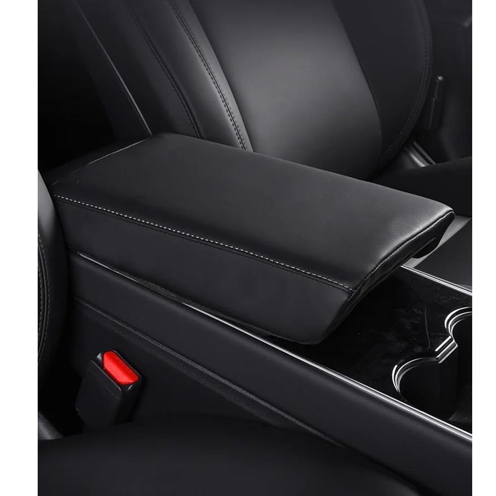 Aufbewahrungsbox Konsole Zentrale Auto Sitz Armlehne Box Pad PU Leder Kissen Lagerung Abdeckung Schutz Auto Styling Zubehör Für Tesla Modell 3(Zwart) von TASEKI