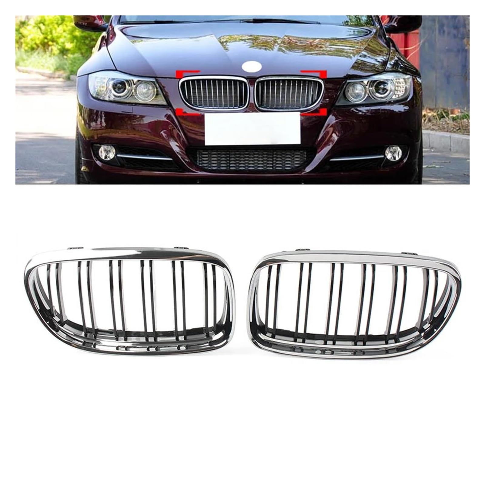 Auto Kühlergrill Für 3 Serie E90 E91 2008 2009 2010 2011 2012 51137201969 51137201970 2 PCS Auto Front Niere Grill Grille Front Kühlergrill von TASEKI