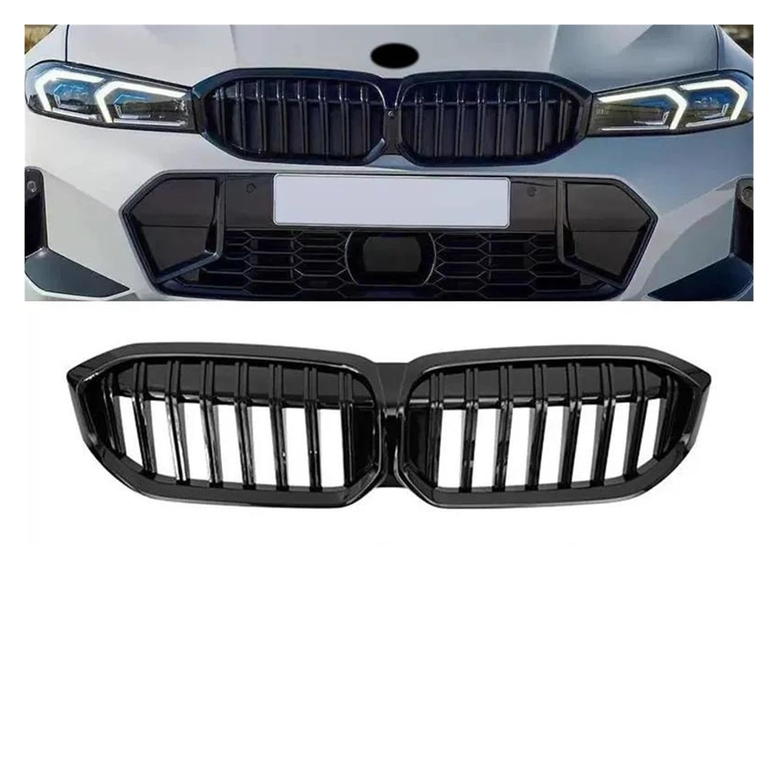 Auto Kühlergrill Für 3 Serie G20 Kühlergrill SCHWARZ Diamant 318i 320i M340i Für M3 2019 2020 2021 2022 2023 Vorne Niere Grill Sport Stil Front Kühlergrill(23 GB Single Slat) von TASEKI