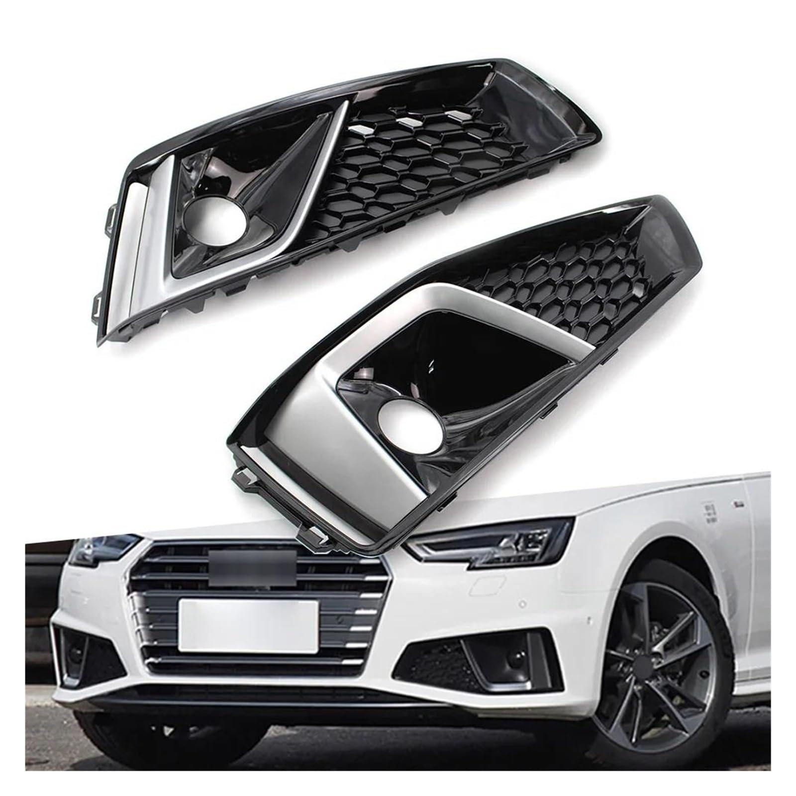 Auto Kühlergrill Für A4 B9 S-LINE S4 2018 2019 2020 ABS Kunststoff 1 Paar Auto Front Stoßstange Grill Nebel Licht Lampe Abdeckung Grille Links + Rechts Front Kühlergrill von TASEKI