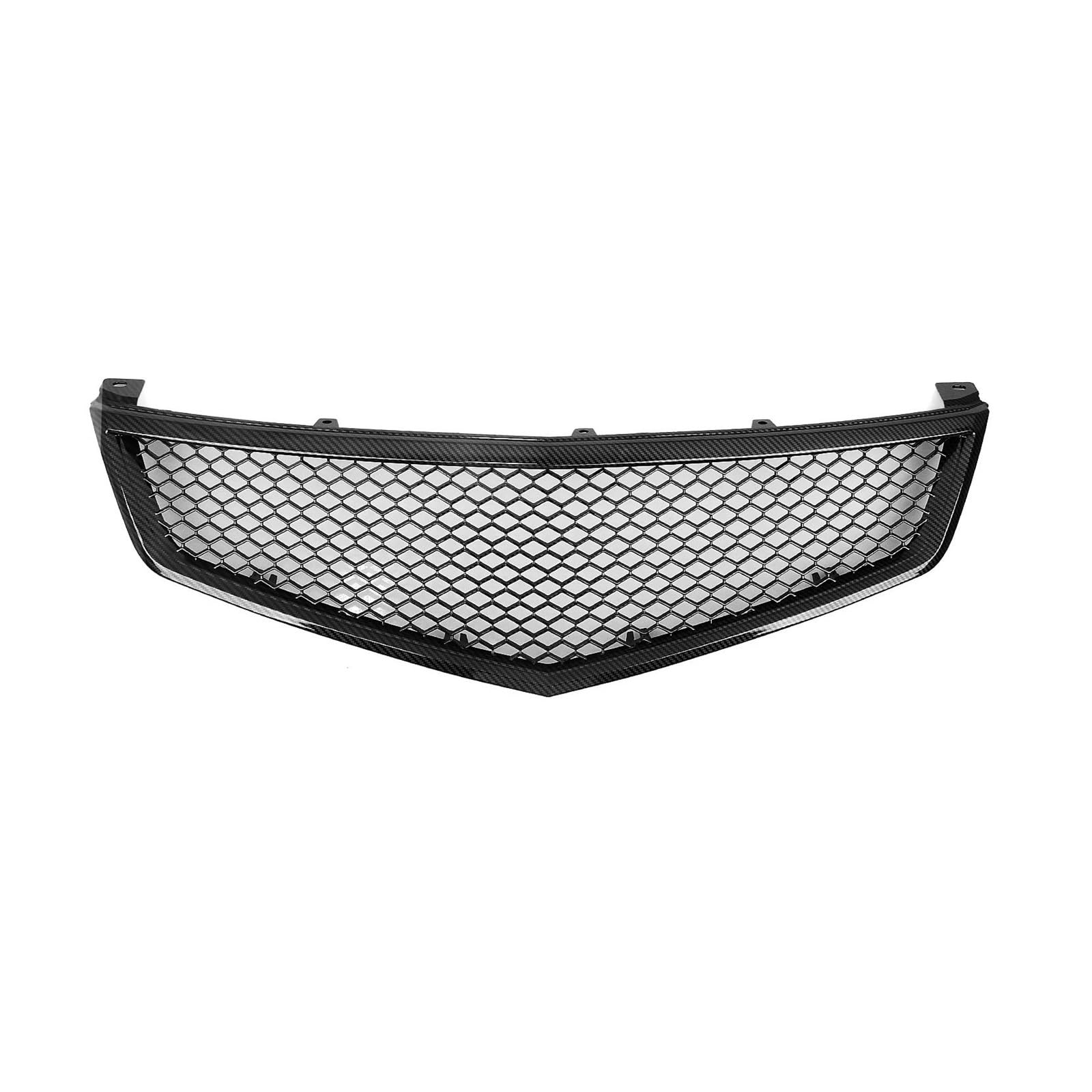 Auto Kühlergrill Für Acura TSX 2006-2008 Waben-Stil Carbonfaser-Look/Glanz/Mattschwarz Auto Obere Stoßstange Haube Mesh Frontgrill Racing Grill Front Kühlergrill(Carbon Fiber Look) von TASEKI