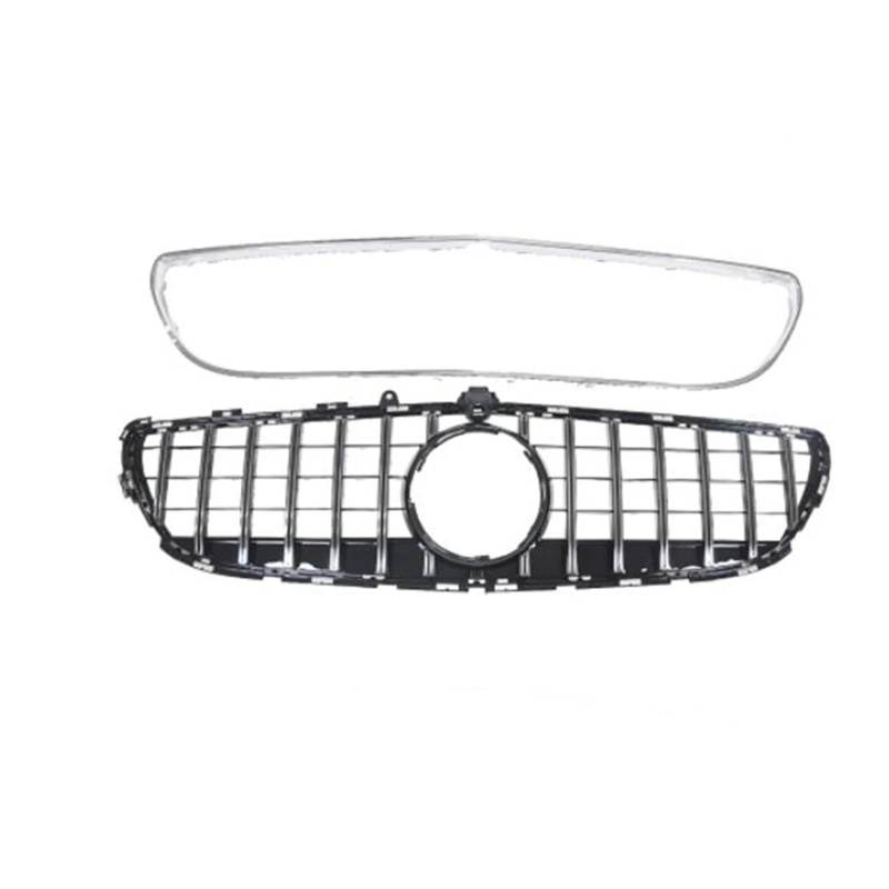 Auto Kühlergrill Für Benz Für CLS Klasse W218 CLS260 CLS300 CLS320 CLS350 CLS400 2015-2018 Obere Stoßstange Haube Mesh Front Grill Grille W/Rahmen Front Kühlergrill(Silber) von TASEKI