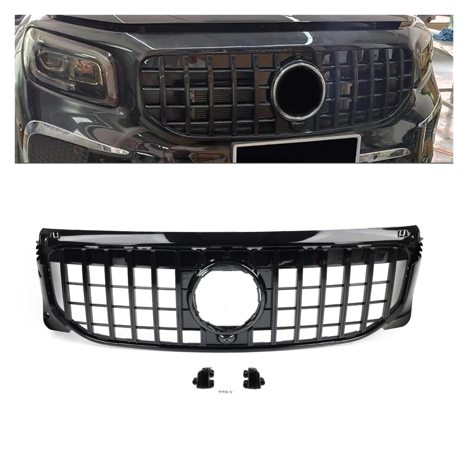 Auto Kühlergrill Für Benz Für GLB Klasse W247 X247 GLB250 2019 2020 2021 2022 Auto Vorderen Stoßfänger Kühler Haube Grille Grill GTR Stil Front Kühlergrill von TASEKI