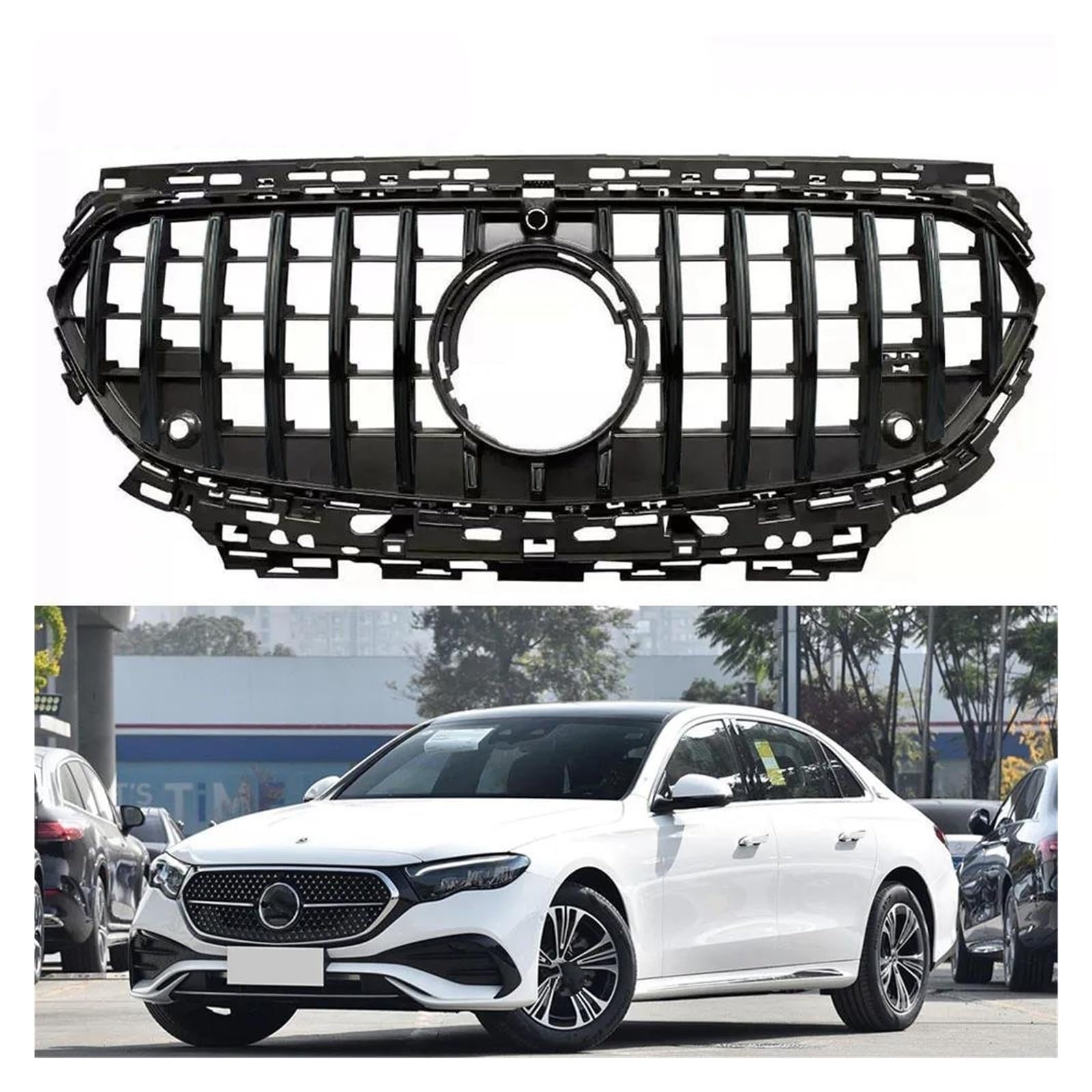 Auto Kühlergrill Für Benz Für W214/V214 E200 E260 E300 2024 + Vorne Racing Oberen Facelift Gitter Kühler GT/Für Maybach Stil Front Kühlergrill(GT Black) von TASEKI