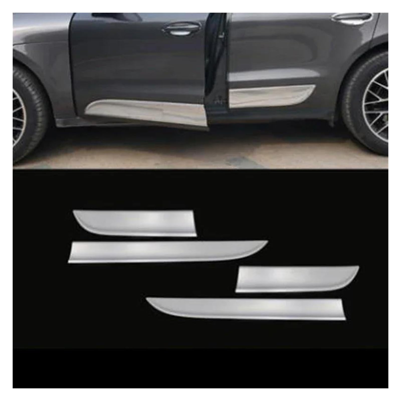 Auto Kühlergrill Für Macan 2014 2015 2016 2017 2018 Front Grill Trim Augenbraue Nebel Licht Dekorative Aufkleber Auto Körper Stamm Sill Platte Front Kühlergrill(Car Body Trim) von TASEKI