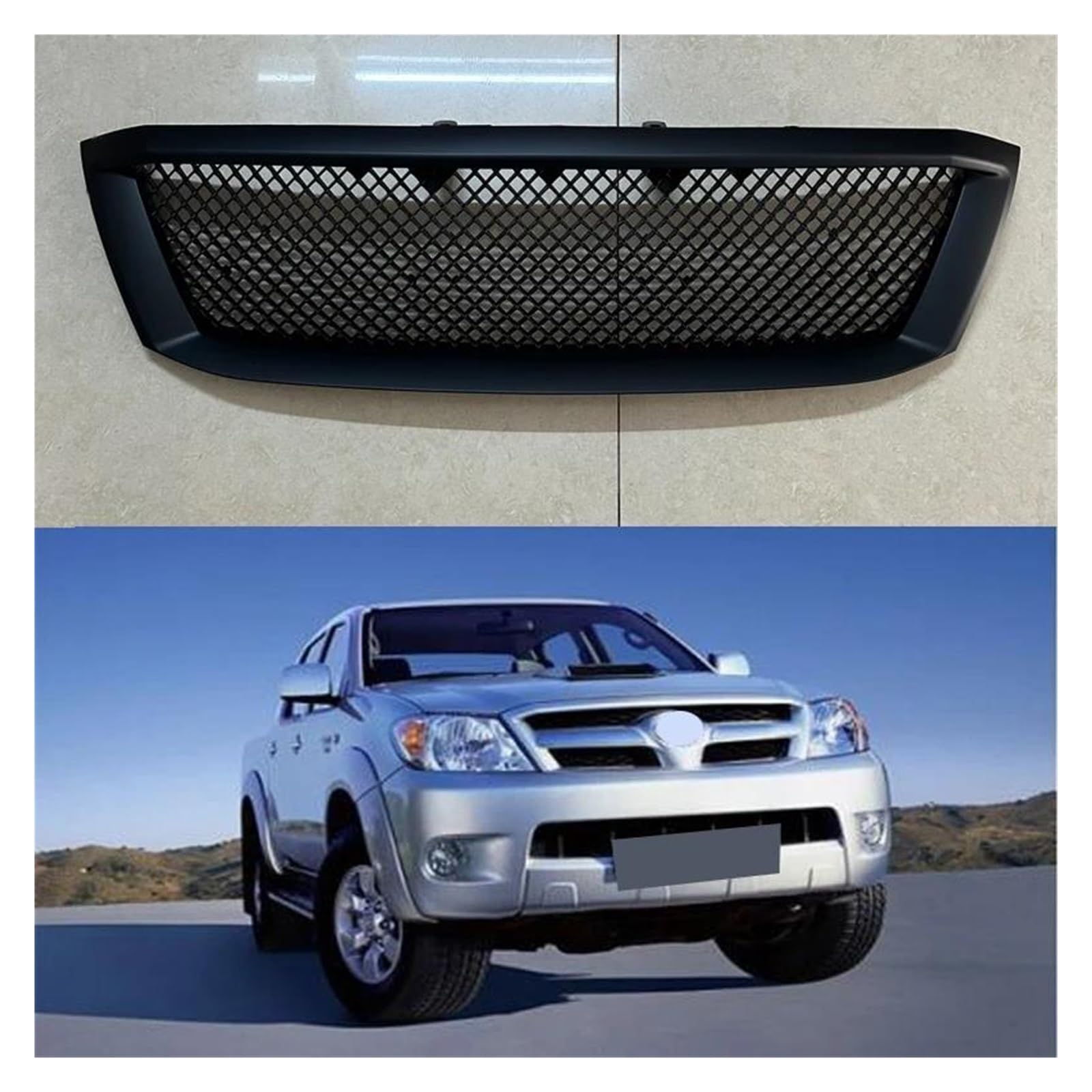 Auto Kühlergrill Für Toyota Für Hilux Kühlergrill Vigo 2005 2006 2007 2008 2009 2010 2011 Front Grid Racing Grill Stoßstange Maske Honeycomb Grills Front Kühlergrill von TASEKI