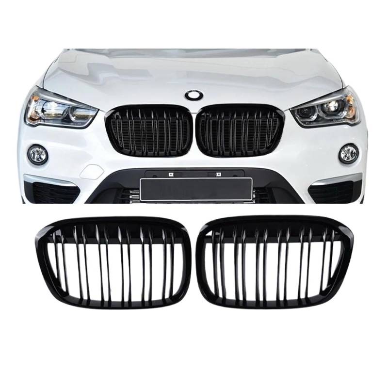 Auto Kühlergrill Für X1 F48 F49 2017 2018 2019 Auto Vorne Mitte Grille Sport Gitter Ersatz ABS Front Kühlergrill(Chrome) von TASEKI