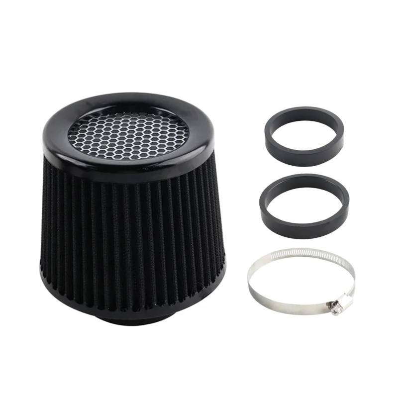 Auto Luftansaug Universal 3in176/90/100 Mm Auto-Luftfilter High Flow Modifizierter Auto-Rennsport-Luftfilter Entlüftungskegel Ansaugluftfilter Auto Lufteinlässe(Schwarz) von TASEKI