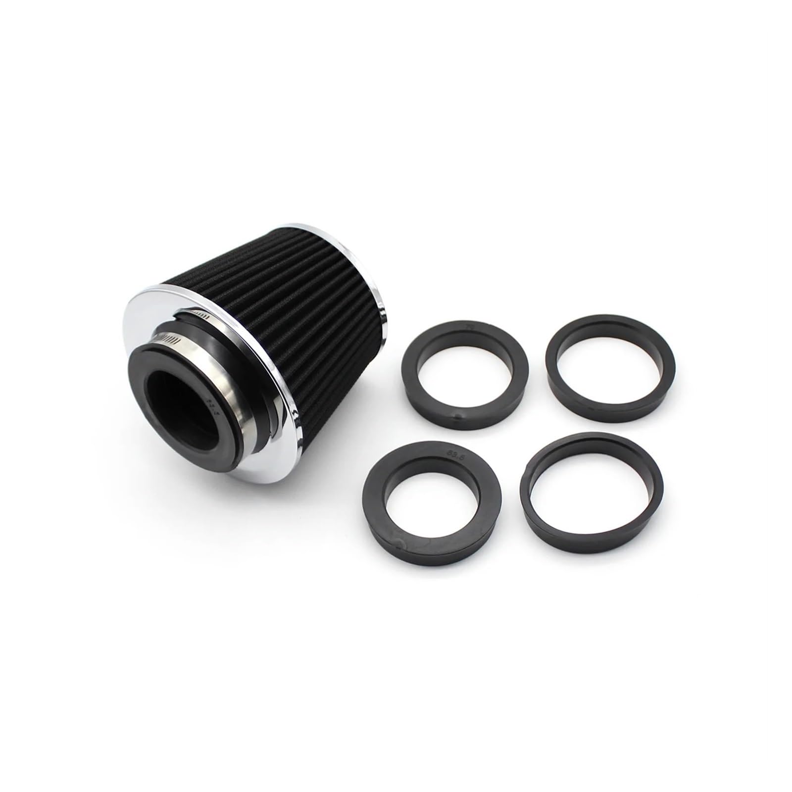 Auto Luftansaug Universalfilter 90 80 76 70 63 MM Auto-Hochstrom-Luftfilter Kaltluftansaugadapter Für Sport-Rennwagenmotor Auto Lufteinlässe(Schwarz) von TASEKI