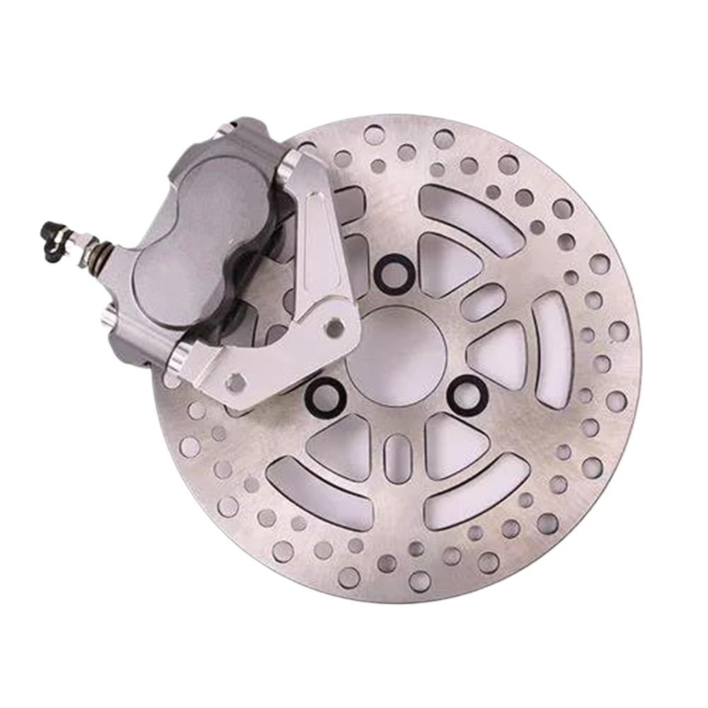 Motorrad Scheibenbremse Bremsscheibe Für Aerox Für Nitro BWS 100 Für JOG 50 Rr Bremssattel Kit Motorrad Bremssattel Pumpe Adapter Halterung 200mm + Bremsscheibe(Grey) von TASEKI