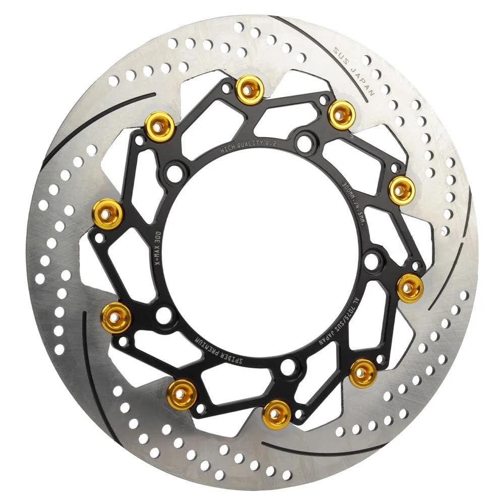 Motorrad Scheibenbremse Für Xmax300 Motorrad 300mm Bremsscheibe Rotor Motorrad Ersatzteile Vorne Disc Bremsbelag Zubehör Bremsscheibe(Yellow) von TASEKI