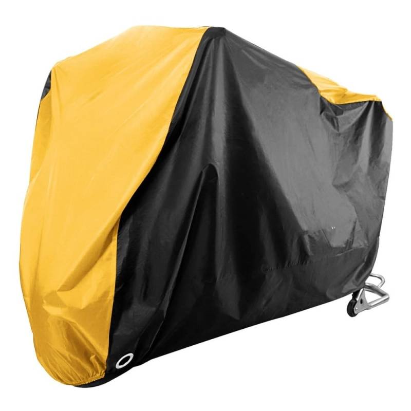 Motorradabdeckungen All Season Waterproof Dustproof UV Motorcycle Cover Protective Outdoor Indoor Lock-Holes Design Motorbike Rain Covers Coat D25 wasserdichte Abdeckung(Yellow,XL) von TASEKI