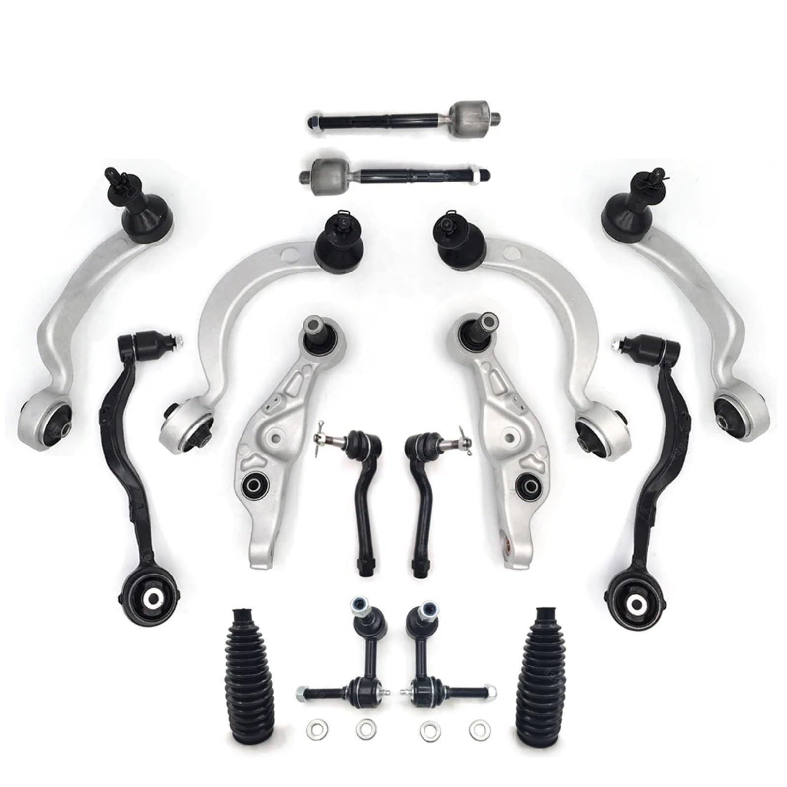 TATARENGS Auto Querlenker Kompatibel Mit Lexus Für LS460 RWD 2007–2013 2014 2015 2016 2017 16-teiliger Vorderer Oberer Unterer Querlenker Sway Bar Spurstangensatz MS861073 MS861074 von TATARENGS