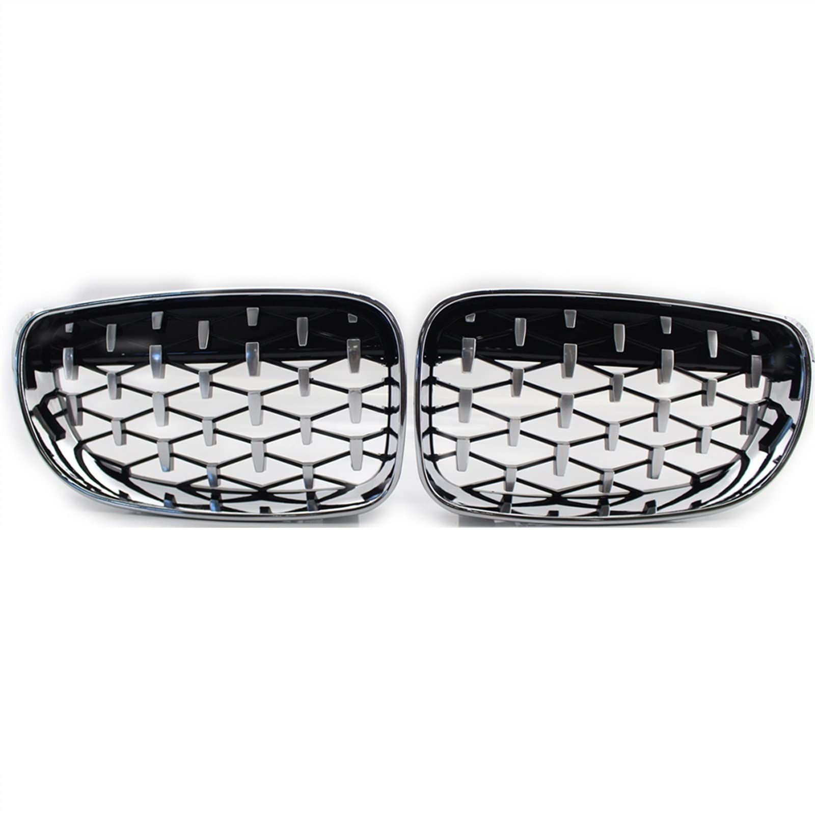 TATARENGS Kühlergrille Kompatibel Mit 1er Für E87 E81 E82 E88 2007 2008 2009 2010 2011 2012 Nierengitter Lufteinlass Grill Auto Frontgitter Stoßstange Haube(All Silver) von TATARENGS