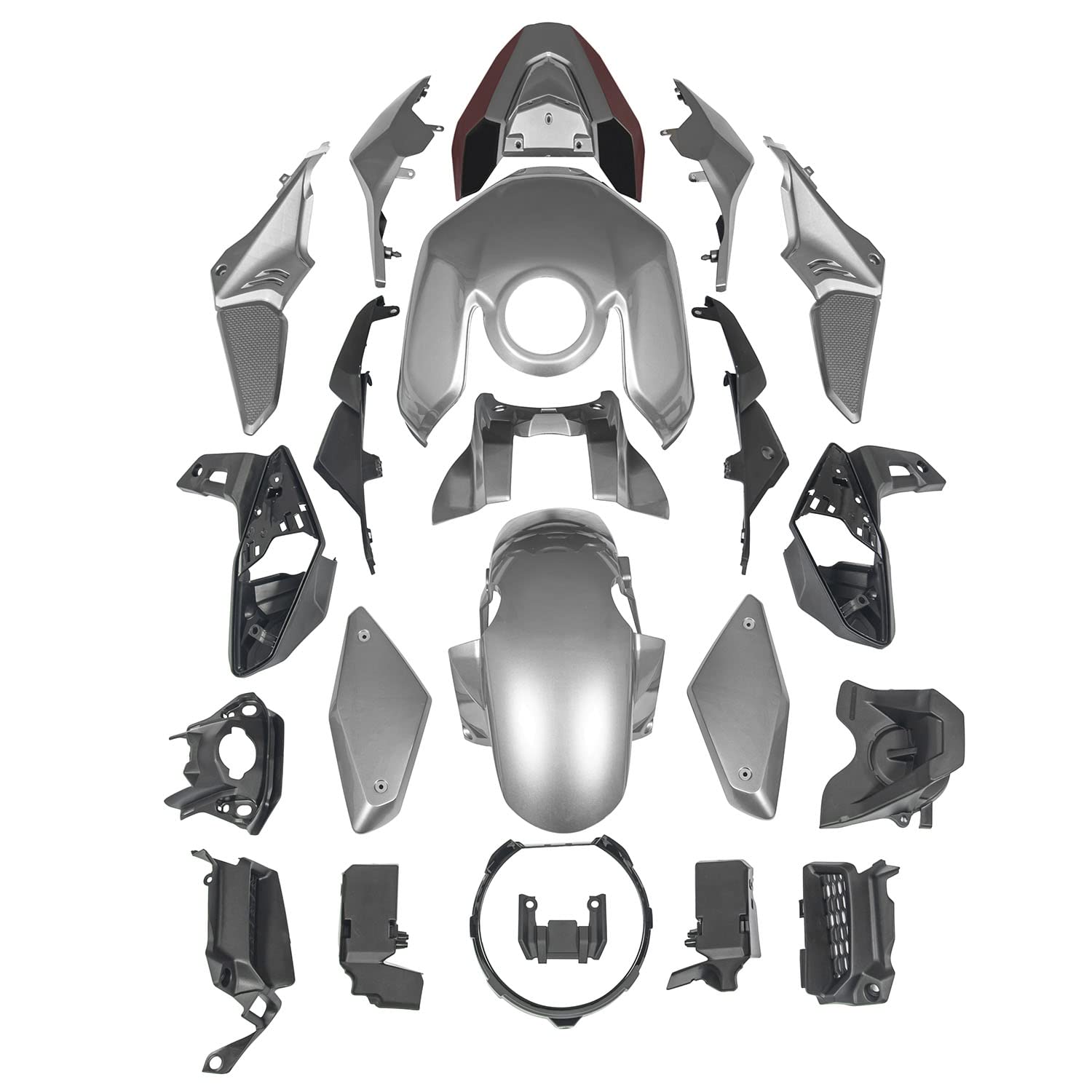 Motorrad-ABS, komplett lackiert mit Tankdeckel Karosserie Verkleidung Einspritz-Verkleidungsset kompatibel mit H.onda CB650R CB 650 R CB 650R CB-650-R 2019 2020 19–20 Bodyframe-Bodykit (No.015-B) von TAZGANTAX