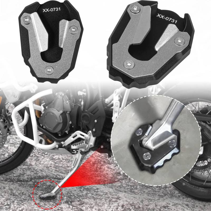 Motorrad-Aluminium-Fußseitenständer-Verlängerung, Ständerverlängerung, Stützplatte, rutschfestes Seitenständer-Vergrößerungspolster, kompatibel mit T.riumph Tiger 900 Tiger900 Rally Pro 2021 2022 2023 von TAZGANTAX