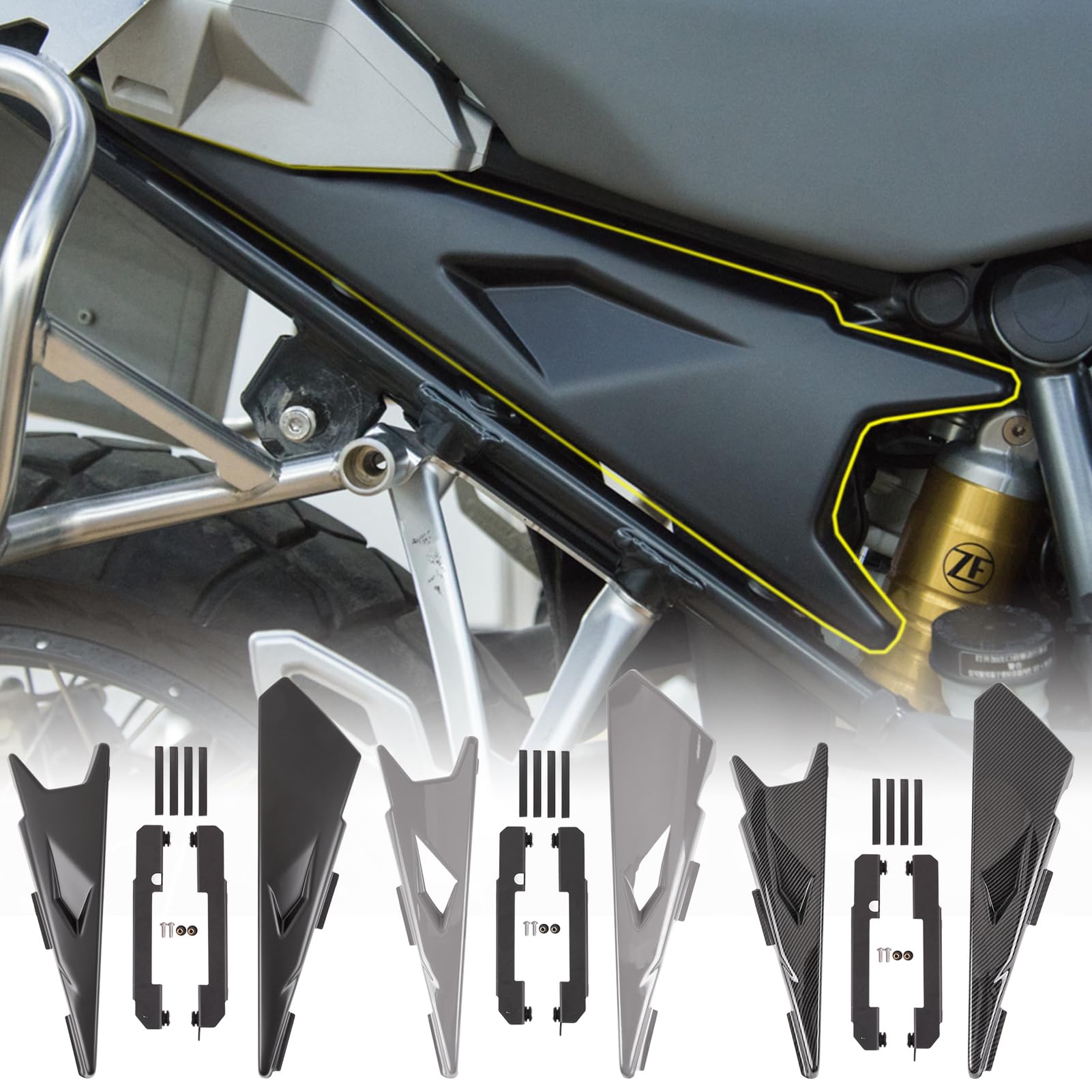 Motorrad-Beifahrersitz-Seitenverkleidungs-Rahmenschutz, kompatibel mit R1200GS R 1200 GS/ADV LC (2017–2020) R1250GS R 1250 GS/ADV (2018–2023). Obere Verkleidungsverkleidung (Schwarz) von TAZGANTAX