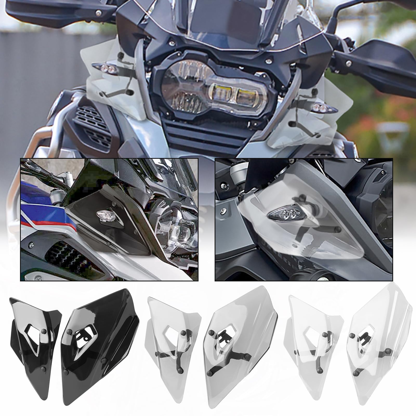 Motorrad-Blinker-Seiten-Winglet-Windschutzscheibenschutz, kompatibel mit R1250GS R 1250 GS (2019–2023), R1200GS R1200 GS LC (2013–2019), F750GS F850GS (2018–2023), Windabweiser(Grauer Rauch) von TAZGANTAX