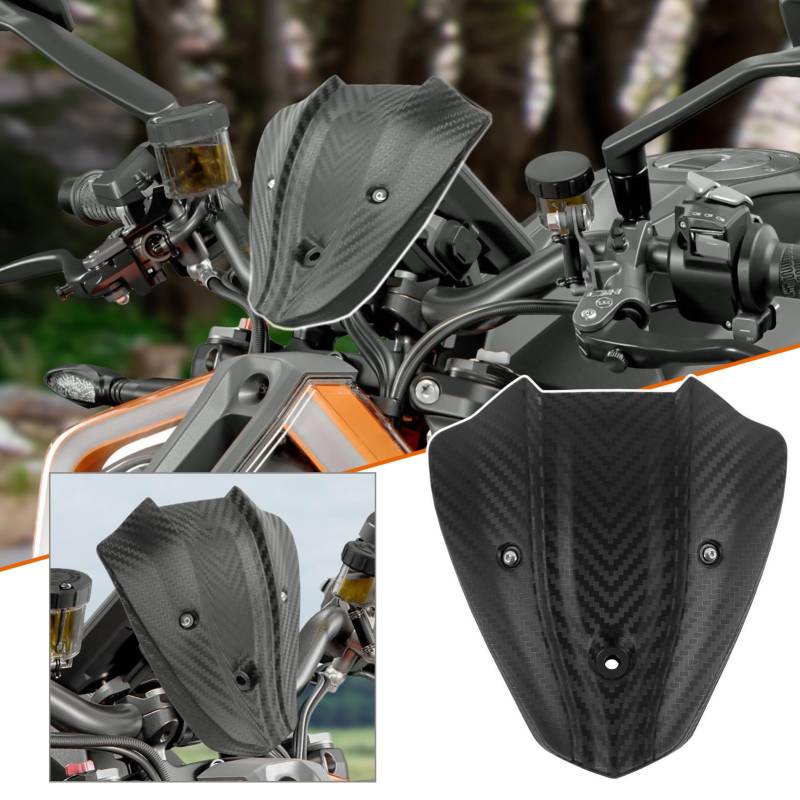 Motorrad-Frontverkleidung, Windschutzscheibe, kompatibel mit K.T.M 1290 Super Duke Superduke R RR 2021 2022 2023 Obere Scheinwerfer-Scheinwerferabdeckung, Windabweiser, Fliegengitterschutz Schwarz von TAZGANTAX