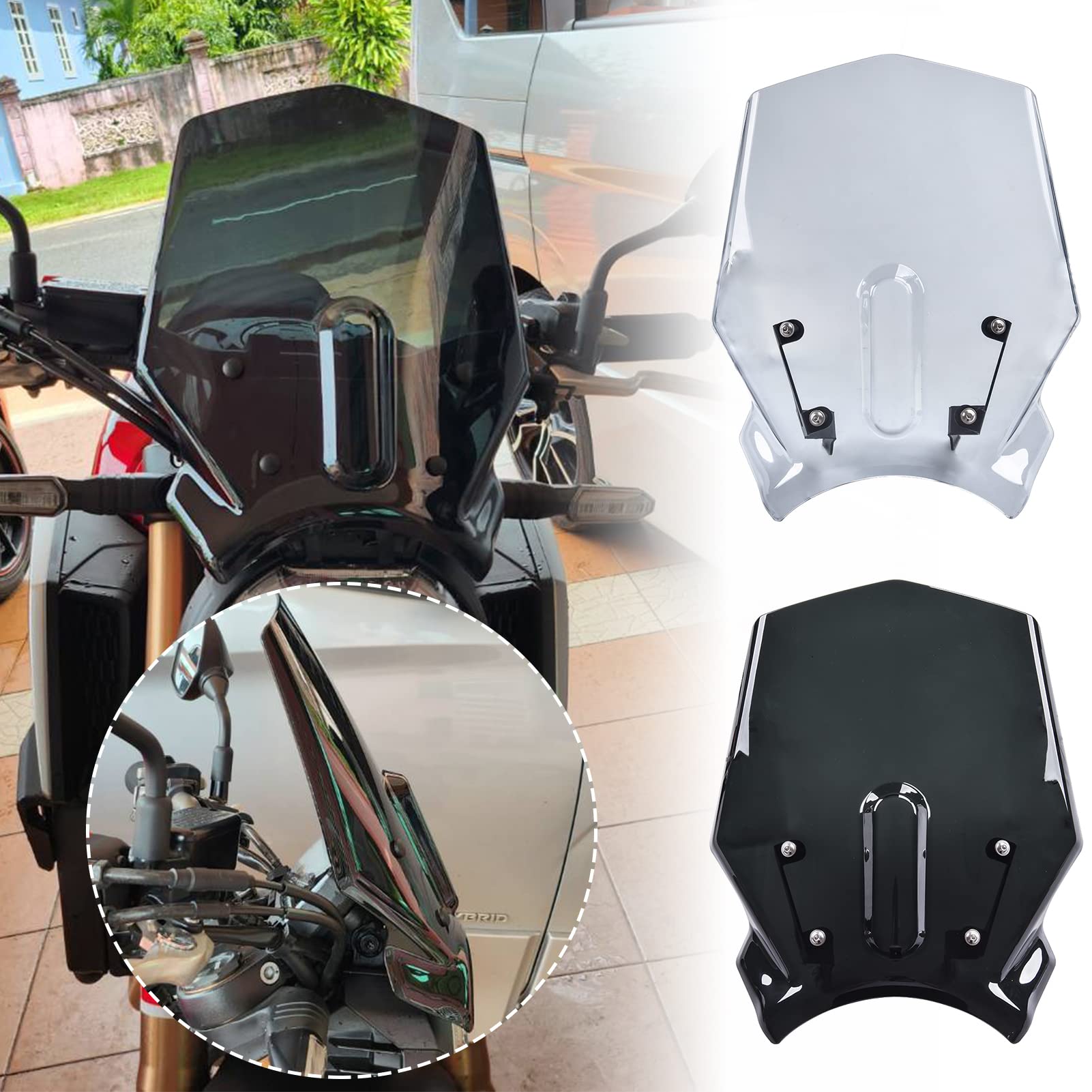 Motorrad-Frontverkleidung Windschutzscheiben-Windabweiser für CB650R CB1000R Windschutzscheiben-Fliegenschutz-Schutz-Bildschirmvisier Passend für Ho-nda CB 650 R CB 650 F 2018-2020 (Leichter Rauch) von TAZGANTAX