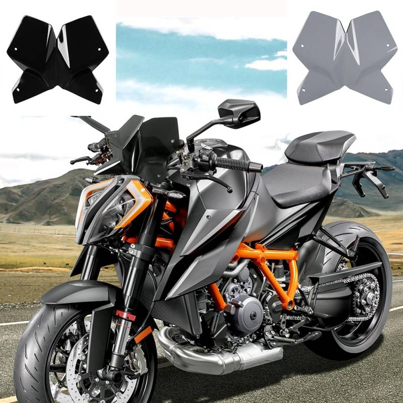 Motorrad-Windschutzscheibe Windabweiser Double Bubble Winddicht Fliegengitterschutz mit Halterung für die Frontverkleidung für K.T.M 1290 Super Duke Superduke R SuperdukeR 2020-2023 (Grauer Rauch) von TAZGANTAX