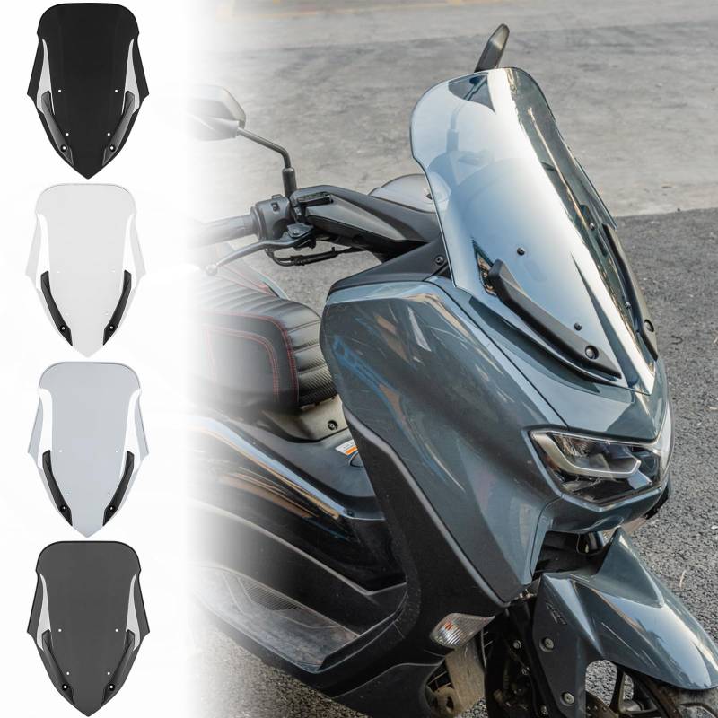 Motorrad-Windschutzscheibe für NMAX155, Windschutzscheibe, Frontverkleidung, Windabweiser, kompatibel mit Y-amaha N-MAX NMAX 155 N-MAX155 2021-2023, Double Bubble Fliegengitterschutz (Schwarz) von TAZGANTAX