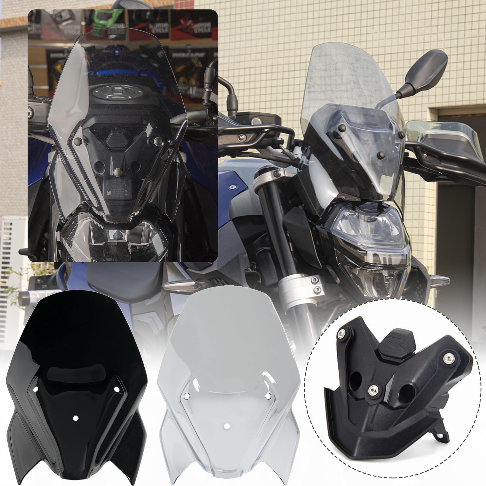 Motorrad-Windschutzscheiben-Windabweiser, doppelte Blase, winddichter Fliegengitterschutz, kompatibel mit B.M.W F900R F-900-R F 900 R 2020 2021 2022 2023 2024, Spoilerverkleidung (Rauch) von TAZGANTAX