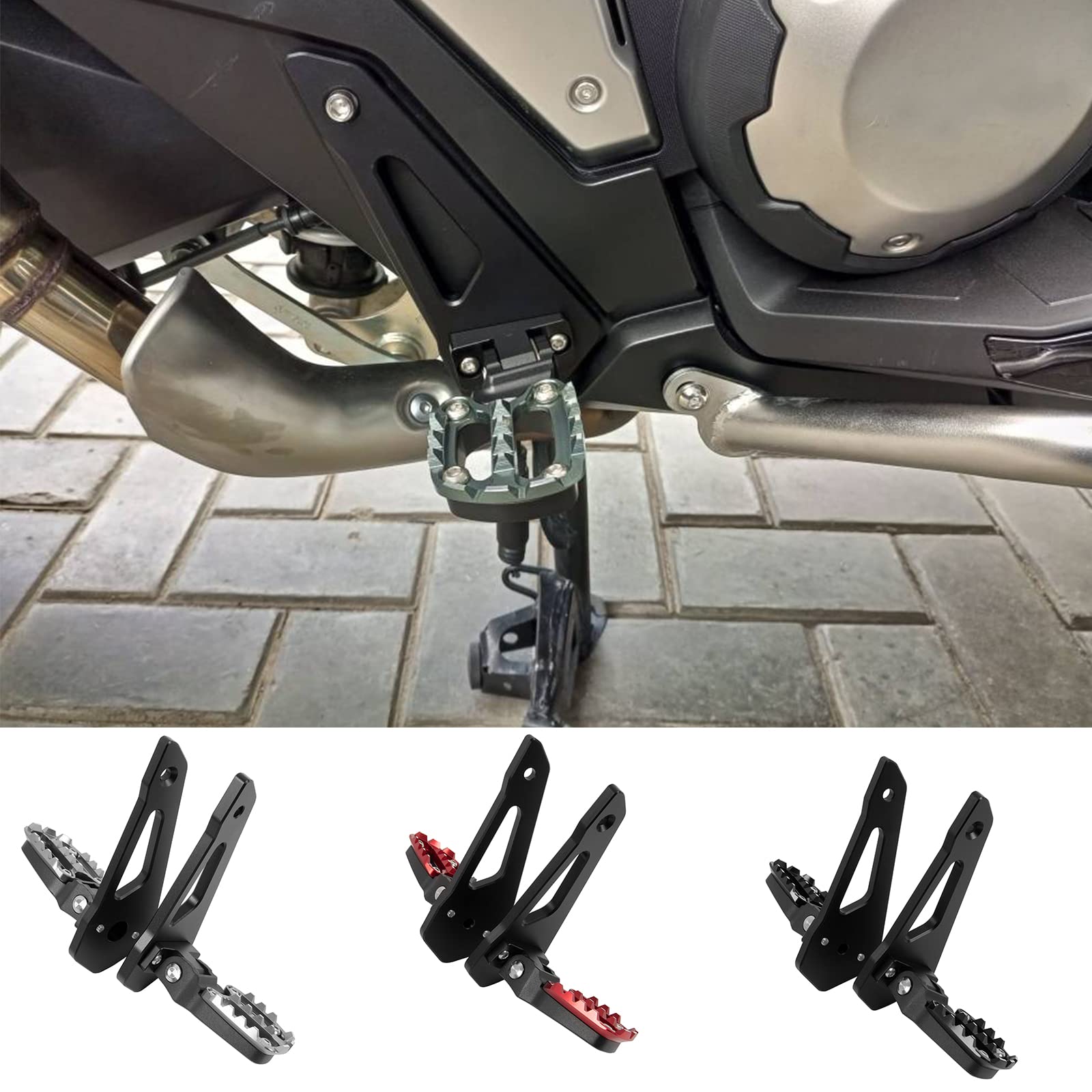 TAZGANTAX Faltbare Fußrasten für Fußrastenanlage passend für Ho-nda X-ADV 750 2021 2022 Motorrad-Fußrasten-Sets Fußrasten-Stützen Pedale XADV 750 X ADV750 Zubehör (Schwarz) von TAZGANTAX