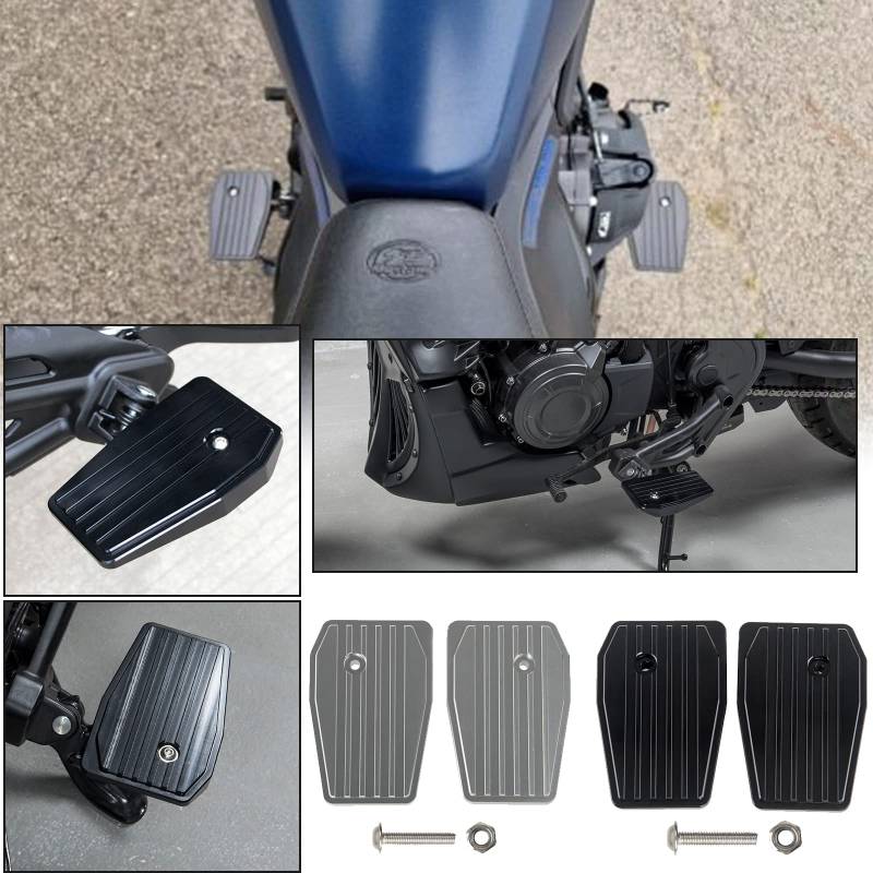 TAZGANTAX Fußstütze kompatibel mit Ho-nda CMX500 Rebel CMX 500 300 Rebel 500 Zubehör 2017 2018 2019 2020 2021 2022 2023 2024 Motorrad Billet Breite Fußrasten Pedale Rest Fußrasten (Silber) von TAZGANTAX