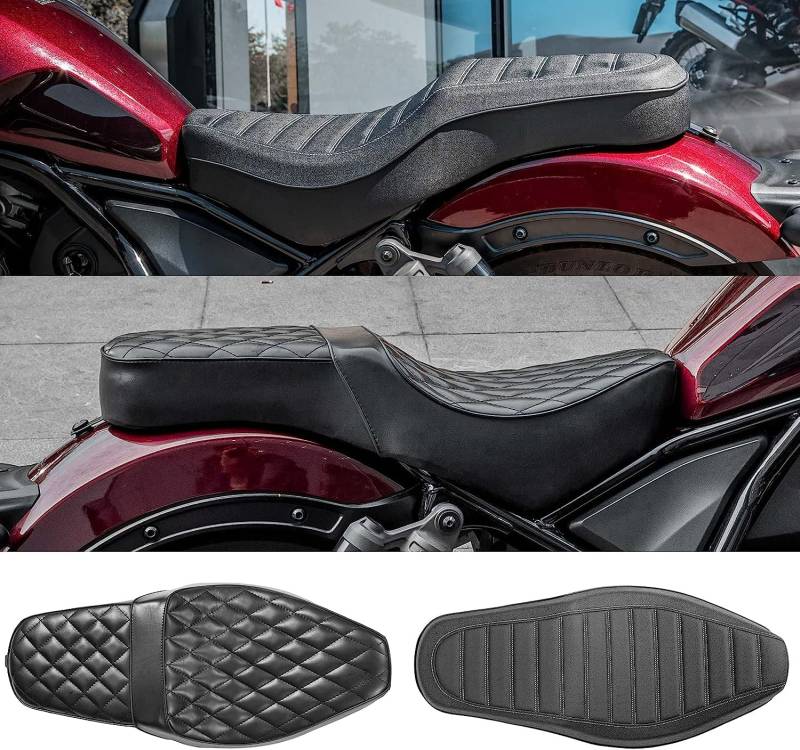 TAZGANTAX Integriertes Motorrad-Sitzkissen für Rebel1100 Stoßdämpfender Beifahrer-Fahrer-Dual-Doppelsitzbezug Kompatibel mit H-onda Rebel CMX1100 CMX 1100 2021 2022 2023 (Schwarz) von TAZGANTAX