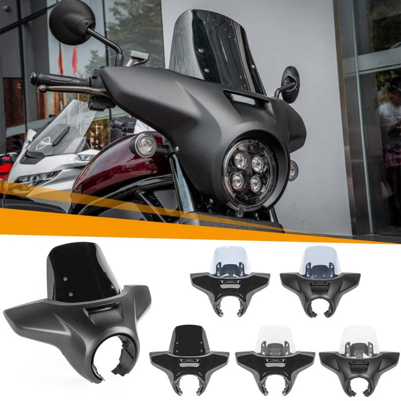 TAZGANTAX Motorrad Frontscheinwerfer Verkleidung Windschutzscheibe für REBEL1100 Maske Windabweiser Bildschirmschild Kompatibel mit H-onda Rebel CMX1100 21-23 (Leichter Rauch + Mattschwarz) von TAZGANTAX