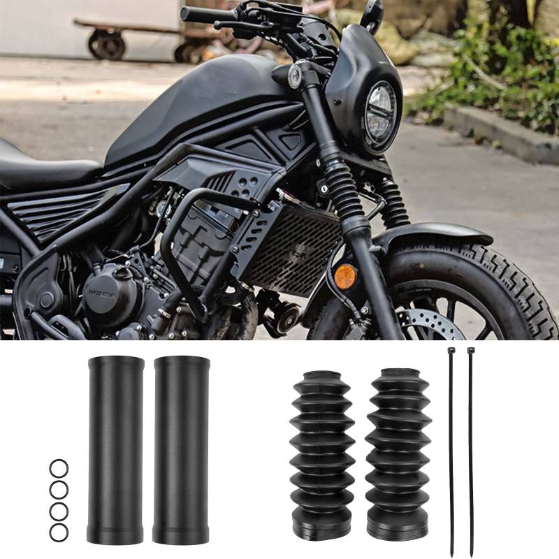 TAZGANTAX Motorrad Gummi Aluminium Vordere Obere Untere Gabel Staubschutz Gamaschen Gators Stiefel Stoßdämpfer Kompatibel mit Ho-nda Rebel CMX 500 CMX 300 Rebel 500 CMX300 Zubehör (1 Satz) von TAZGANTAX