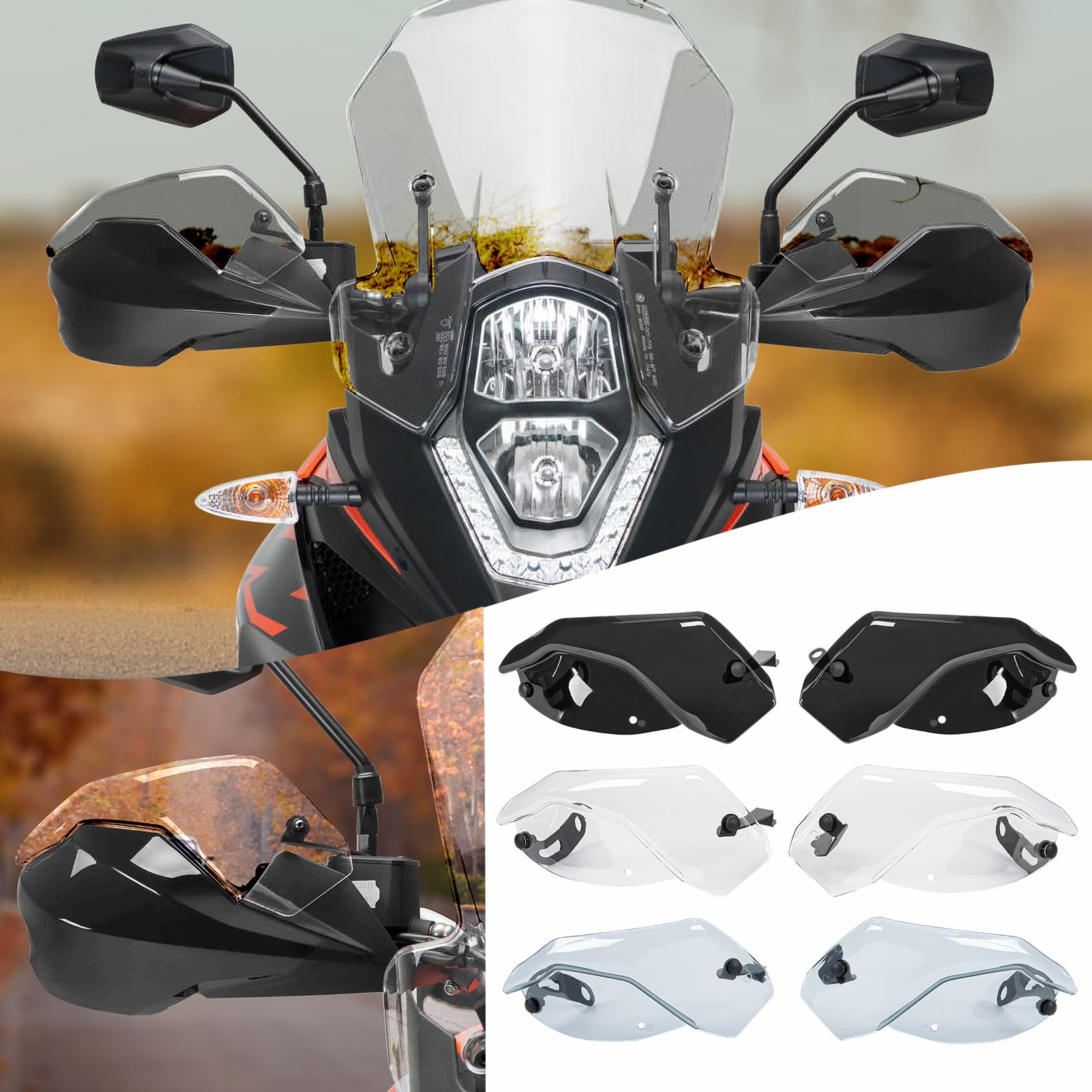 TAZGANTAX Motorrad-Lenker-Handschutz-Extender-Bildschirmabdeckung, Zubehör, kompatibel mit K.T.M 1090/1050 Adventure 1190/ R/S Super ADV 1290/R/S DUKE990/R Duke 690 790 (Leichter Rauch) von TAZGANTAX