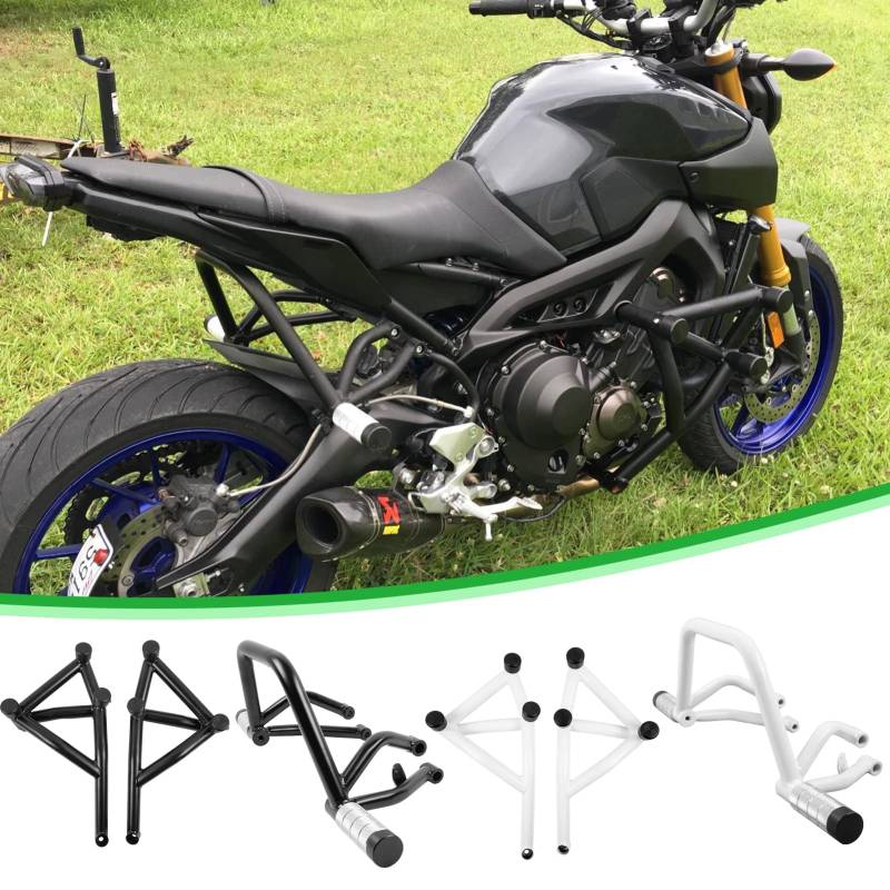 TAZGANTAX Motorrad Motorschutz Sturzbügel für MT09 FZ09 Hinterer Unterkäfig Beifahrer Peg Kompatibel mit Yamaha MT-09 FZ-09 MT FZ 09 Tracer 900 XSR900 2014 2015 2016 Sturzrahmenschutz (Schwarz) von TAZGANTAX